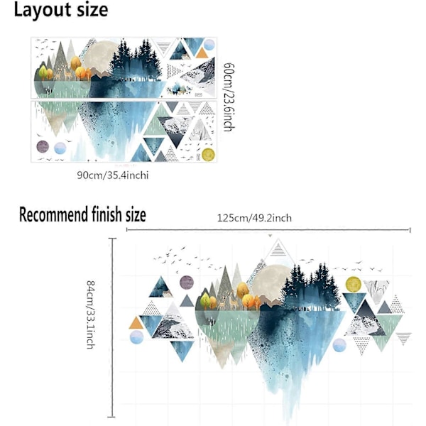 Abstrakt Berg Väggdekal Geometri Tuschteckning Nordisk Stil Naturlandskap Väggdekal