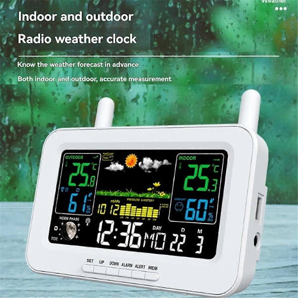 Termometer Hygrometer med Trådlös Utomhussensor EU-kontakt B