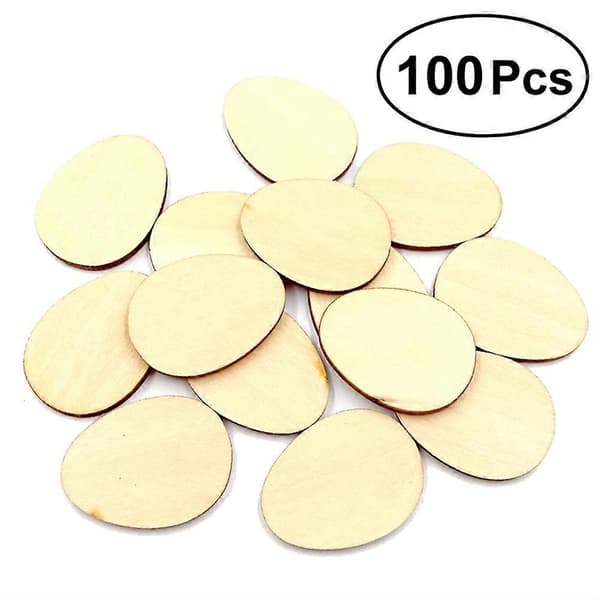 100 stk. 40 mm Ubehandlede Lime Træ Æggeformede Malede Dekorationer til Håndværk DIY Projekter