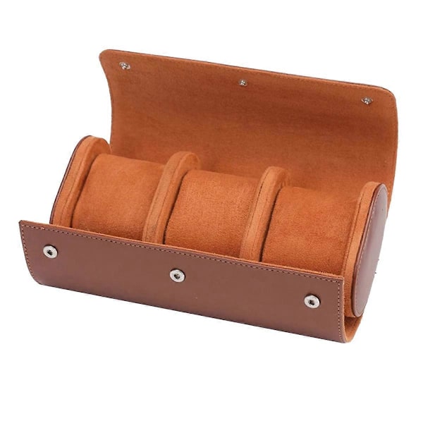 Bärbart Vintage Läder Klockfodral Klockförvaringslåda Brun L