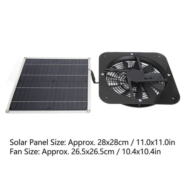 Solpanel Ventilatorsæt Solcelleudsugningsventilator 100W Solcellepanel med 10 tommer Rund Ventilator til Drivhus Skur Hønsehus Sort