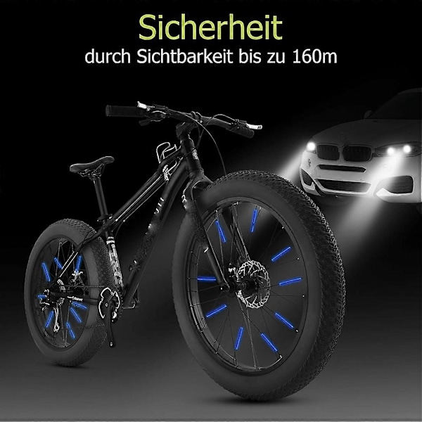 Ekrar Reflexer 72 Stycken, 360 Synlighet Ekrar Reflexer Set - Cykelreflexer Ekrar Reflexer, Blå