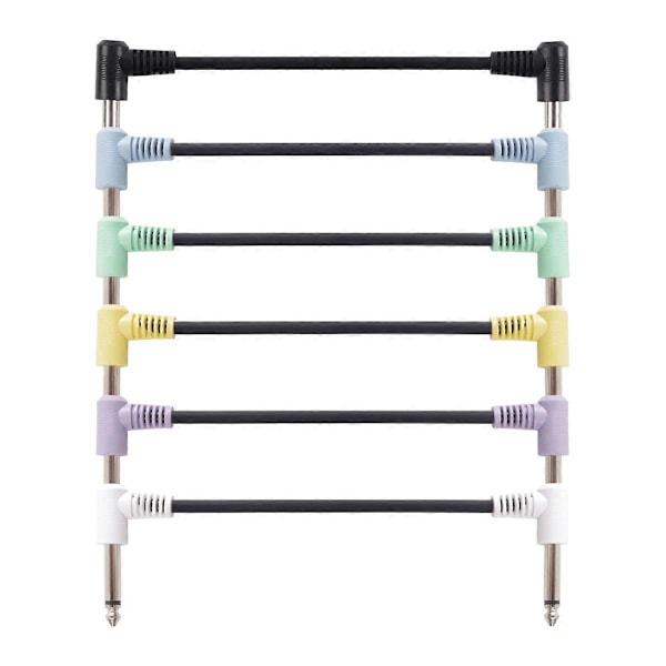 6-pack 18 cm Gitarr Effektpedal Runda Patchkablar Flerfärgade