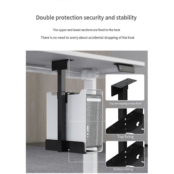 Universal PC-kabinet Holder Justerbar Værtsboks Stand Sort