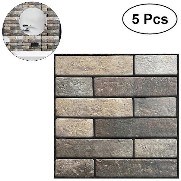 5 st 3D Självhäftande Tapet med Tegelmönster Modern Väggbakgrund TV Dekor Tapet för Sovrum Vardagsrum 30x30cm (Mönster 504)