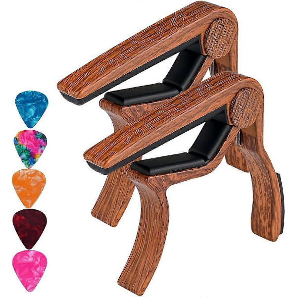 Capo, Gitarr Capo, Med 5-pack Plektrum, Gitarr Capos, För Akustisk Gitarr, Elgitarr, Bas, Ukulele (2st-Rosewood)-8