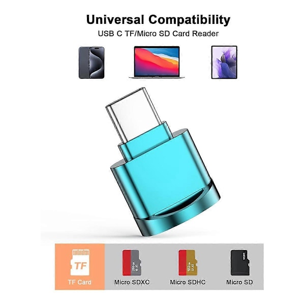 Micro-SD Kortläsaradapter, USB Typ C till Micro-SD/TF Kortläsare, A