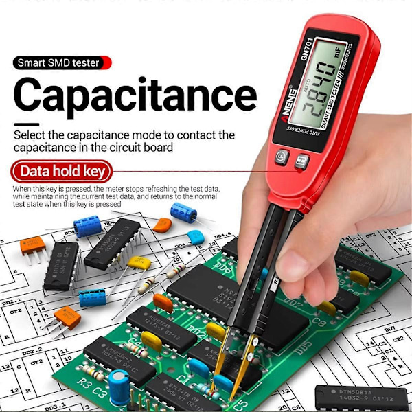 GN701 Digital Smart SMD-testare Elektrisk Multimeter Resistans