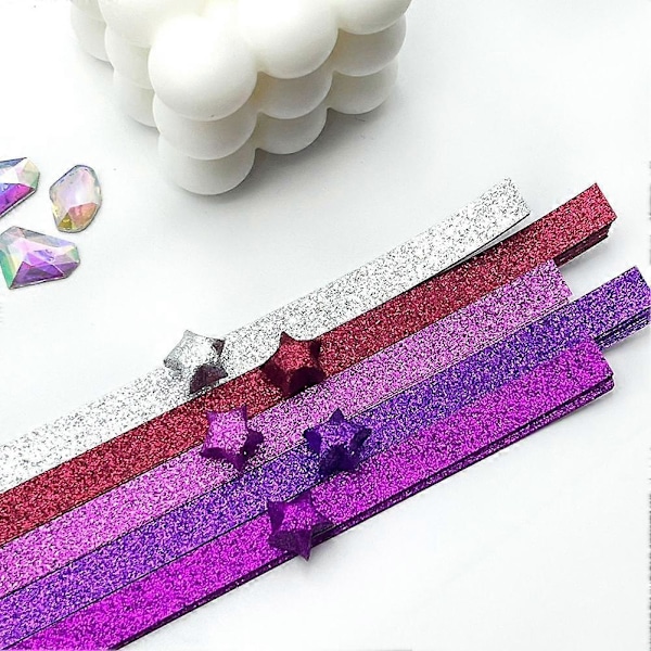 Glitter Diamant Stjärnpapper Frostat Vikstjärna DIY Handgjord Origami Gradient
