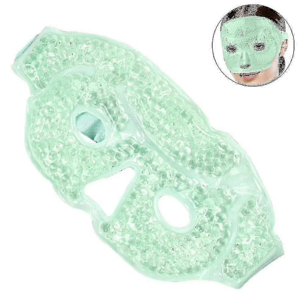 Ismask för ansikte/ögon för kvinnor och män, uppvärmd varm kylande återanvändbar gelmask
