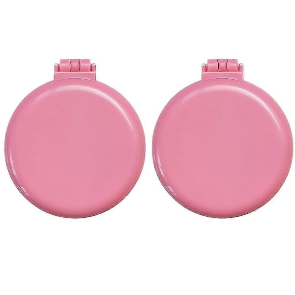 2 kpl Taitettavia Matkapeilejä ja Hiusiharjoja, Pyöreä Taitettava Matkakoko Pink