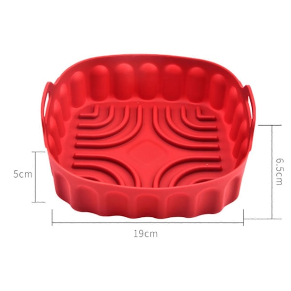 Airfryerform Non-Stick Livsmedelsgodkänd Jämn Uppvärmning Airfryer Silikonkruka Köksartiklar Red L