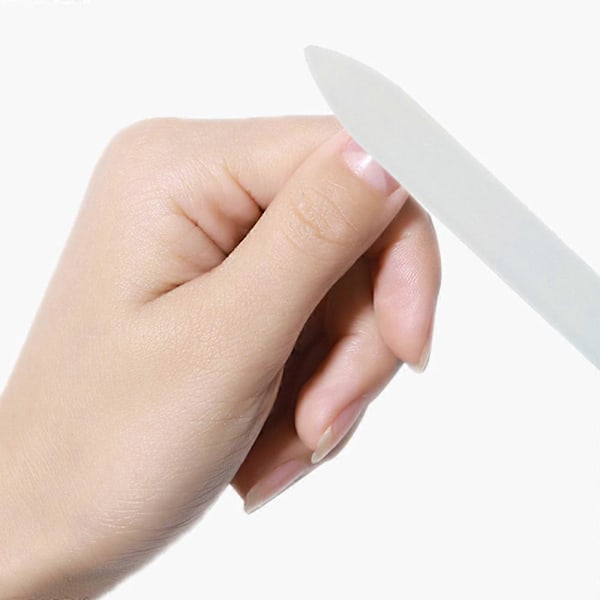 Glasnagelfil, Nagelfilar för naturliga naglar, Fingernagelfilar med fodral, Dubbelsidig etsad filyta Fingernagelfilar - Vit