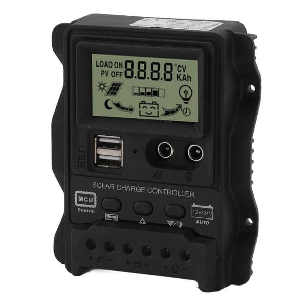 K1688 Solar Charge Controller PWM Dual DC med Sort Skal Solpanel Regulator til Hjemmet 10A