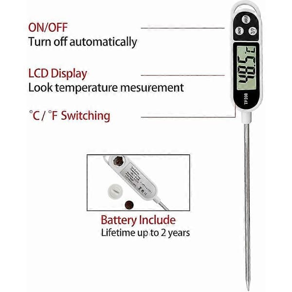 Kökstermometer köksredskap termometer matlagning, termometer sond kök termometer grill 5 sekunder LCD-skärm termometer för bakverk