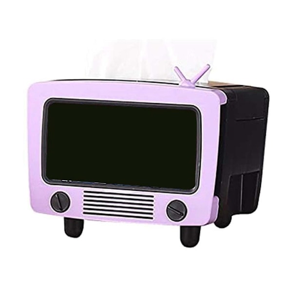 TV Tissue Box Multifunktionell Kreativ Tissue Box Hållare med Mobiltelefonfack Dekoration Tissue H