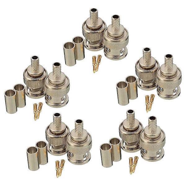 10 Set 3-Delars BNC Hane RG58 Kontakt Crimpkontakter