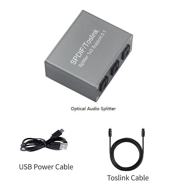 Digital Optisk Ljudsplitter Digital SPDIF TOSLINK Optisk Fiber Ljud 1X3 Splitter 1 in 3 Utgångar Splitter Stöd 5.1