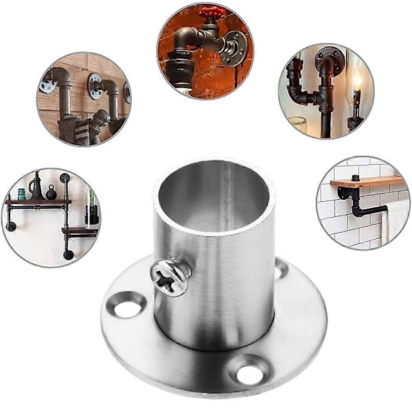 Fast Sits | Set om 2 delar 19 mm hög flänsfot med lock med expansionsskruvar Handdukstork Runt rör Sitsfäste 1 Bas med 3 skruvar