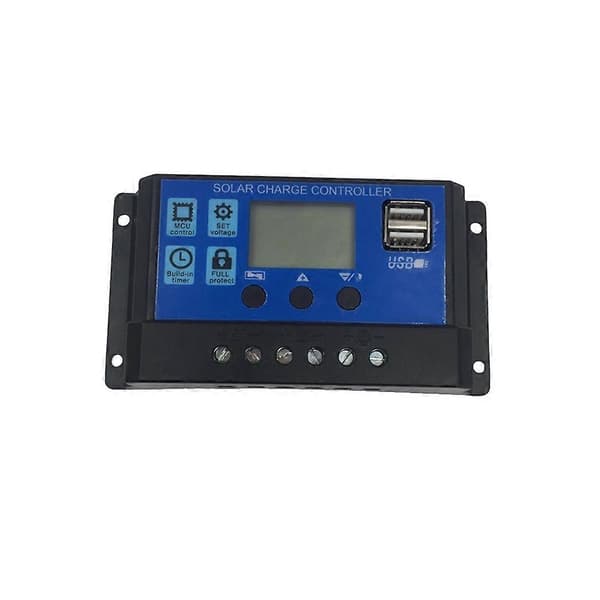 30A 12V/24V Solar Charge Controller Generator til solpanelbatteri til hjemmet, intelligent regulator med USB-porte og baggrundsbelyst display