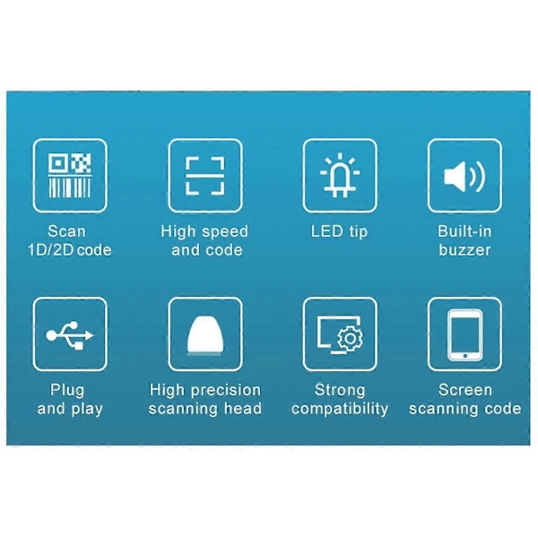 Universal 1D/2D USB-ansluten streckkodsläsare Handhållen QR-kodläsare Mobil POS Plug and Play Stöd Logistikbutik