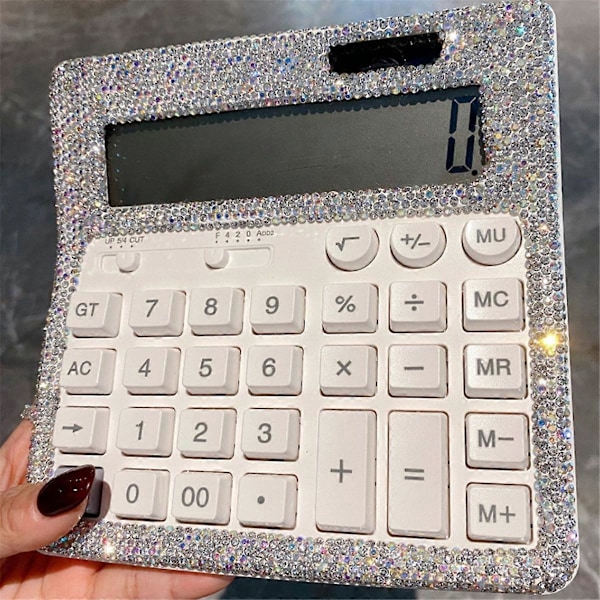 Strassikivikristallilaskin, tavallinen pöytälaskin LCD-näytöllä