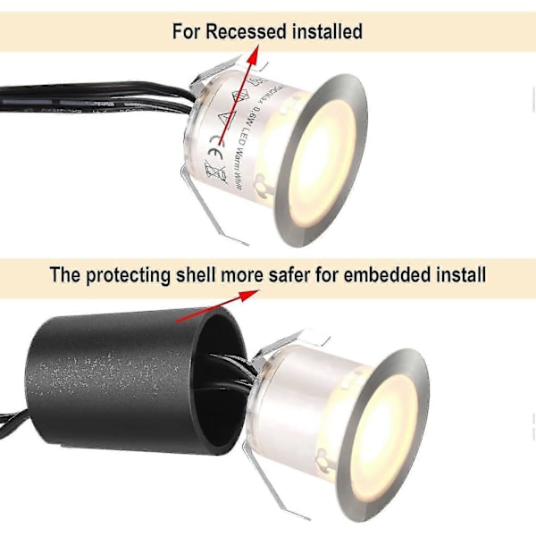 Upotettu LED-terassivalo suojuksella S 32mm, LED Ing Ip67, 12V pienjännite