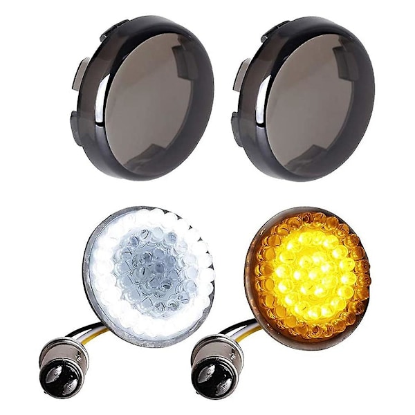 4 st Rökfärgade främre blinkers LED-lampor Panel Motorcykel 1157 Insatskit för Road Street Glide