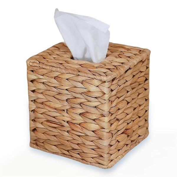 Vattenhyacint Handvävd Tissue Box Omslag, Handgjord Korgservettlåda Hållare, Rustik Dekorativ på Bord och Badrum