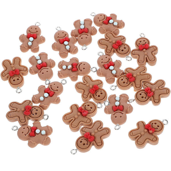 20 st Hartsberlocker Mini Pepparkaksgubbe Pärlor Pepparkaksgubbe Berlocker För Smyckestillverkning