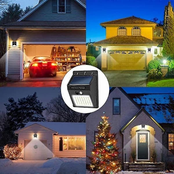 11 LED solcellelamper med bevægelsesdetektor - Solcellelamper, havebelysning, havelamper - Sort