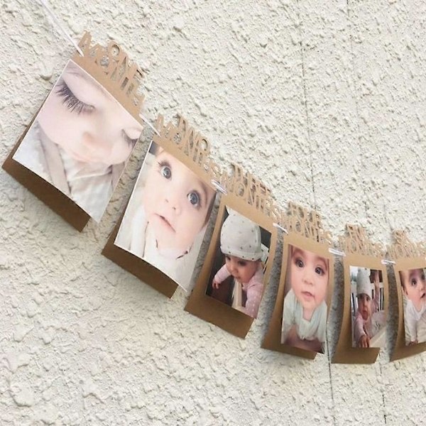 Bryllupsguirlande Banner med Fe Lys Flakkende Tilstand, Hængende Skilt Guirlande Vimpel Foto