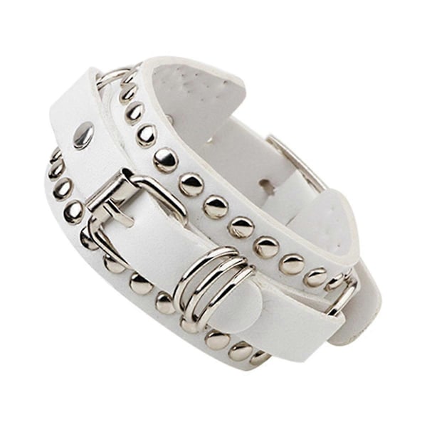 Unisex Punk Rocker Armband Gotisk Läder Manschett med Spikar Nitar Dubbar Justerbart Armband för Cosplay Mode-A