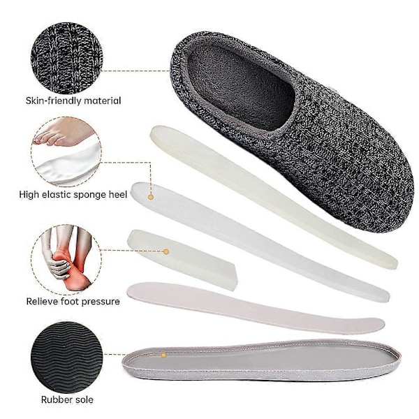 Innetofflor Memory Foam Slip-On Sovrum Bekväma Sommar Lätta Utomhusskor Med Gummisula-Grå-40-41