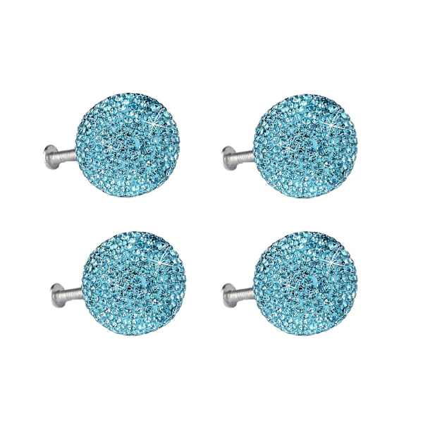 4 stk. blå krystal knopper Rhinestone skabsdør skuffe knop træk håndtag med skruer til hjemmekøkken