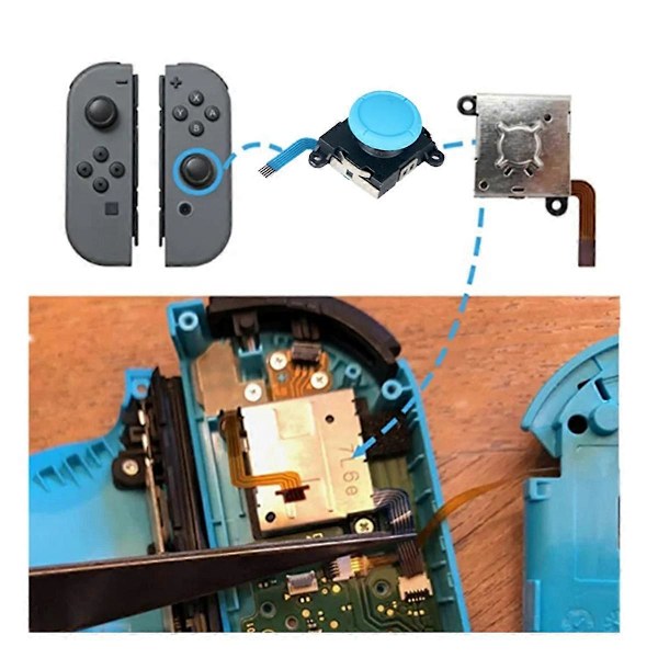 10 st 3D Analog Joystick Switch Lite Joycon Controller Röd