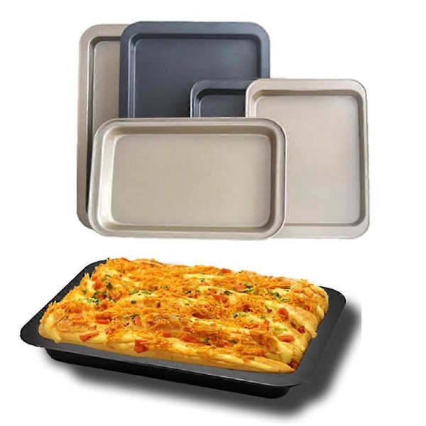 Rektangulär Bakplåt i Rostfritt Stål med Non-stick Beläggning för Bröd och Kakor, Köksredskap Golden L
