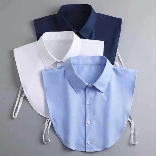 Falsk krave til voksne, revers, enkeltknappet, falsk krave med justerbar rem, ensfarvet businesskrave til kontorbrug, falsk skjortekrave Navy Blue 38