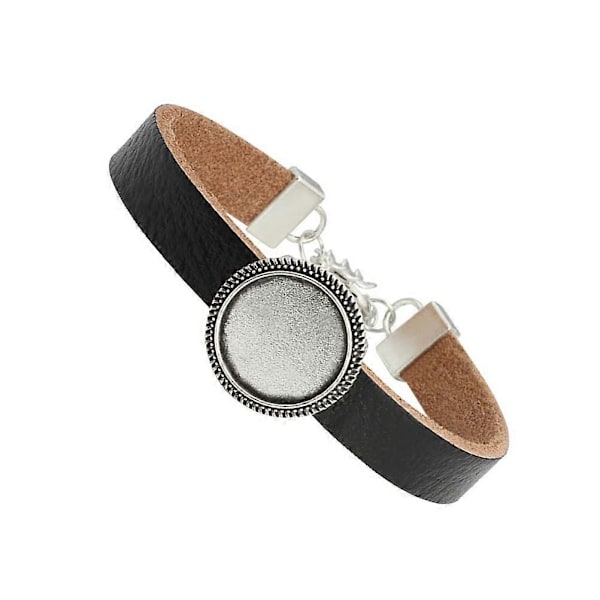 1 st DIY Läderarmband med Smyckesbas DIY Smyckestillverkning för Kvinnor Damer (Silver)