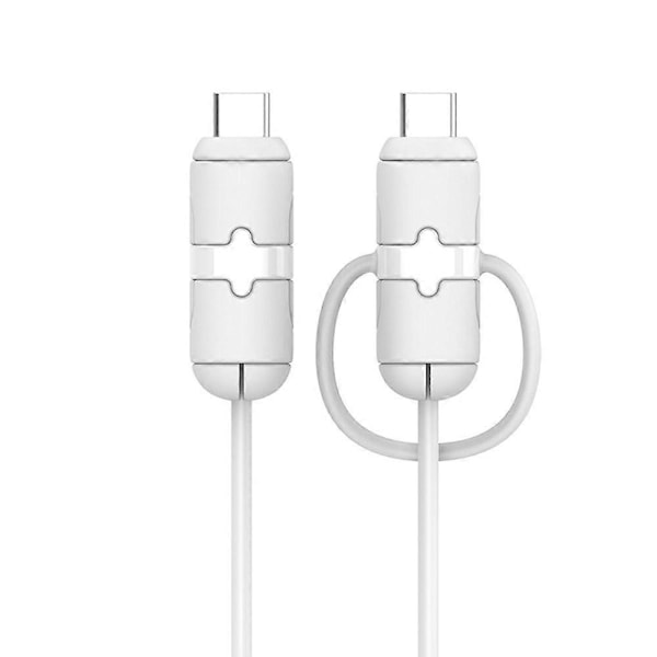 2 st Silikon Laddningskabel Skyddsfodral Anti-brott Datakabel Sladdskydd Vinda Omslag Ärm Kabelvinda Kompatibel Iphone för Android för Typ White Type-C