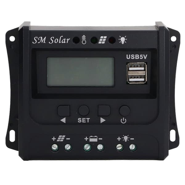 Solcellepanelkontroller 3-trinns PWM-lading Intelligent mikrokontroller ABS Aluminiumplate 12V 24V Solcelleladekontroller SEC20(20A)
