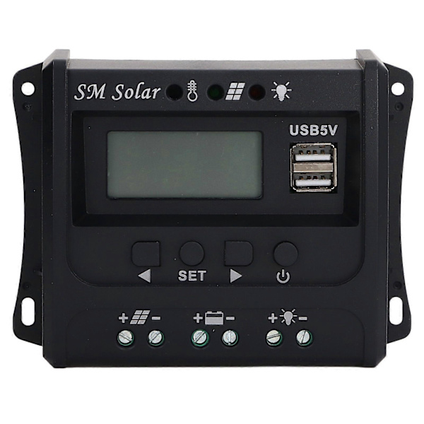 Solpanelcontroller 3-trins PWM-opladning Intelligent mikrocontroller ABS-aluminiumplade 12V 24V Solcelleopladningscontroller SEC20(20A)