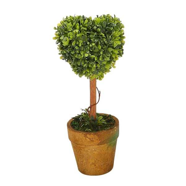 Plastik Have Græs Bold Topiary Træ Pot Tørret Plante til Bryllupsdekoration (Hjerteformet)