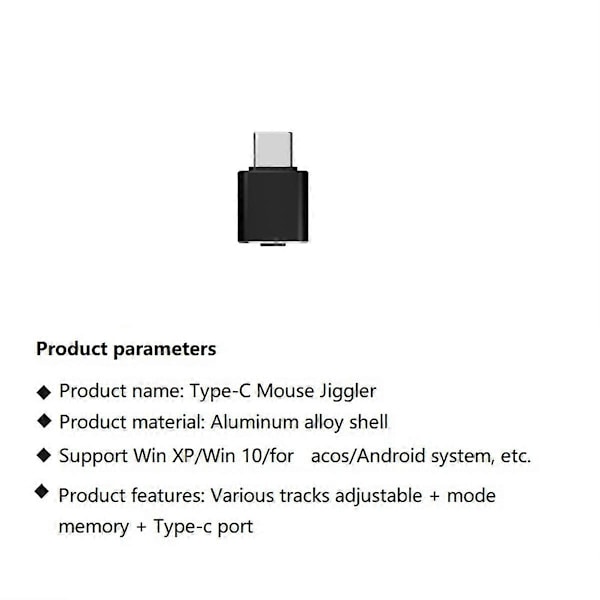 USB C Mus Jiggler Odetekterbar Automatisk Typ C Mus Silver