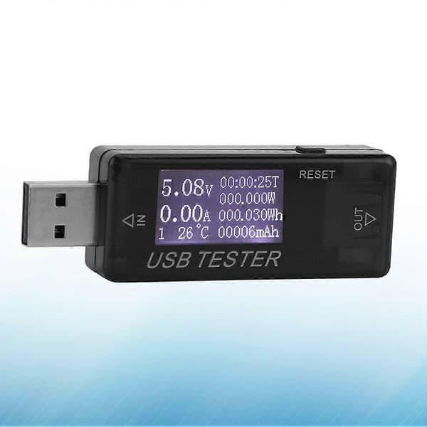 Tester Digital USB Spænding Strømmåler Voltmeter 8 I 1 Detektor 05A 0150W 430V Sort