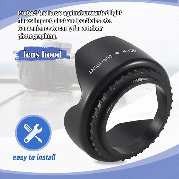 52mm Blomformad motljusskydd för D5200 D5100 D3200 kit