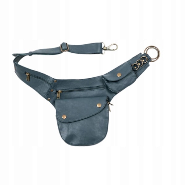 Midjeväska Män Lättvikt Pu Läder Midjeväska Crossbody Väska Fanny Blå