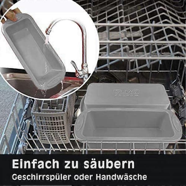 Rektangulära Bakformar i Silikon för Bröd och Kakor, Non-Stick, 27 x 13 x 6,5 cm Röd - Grå