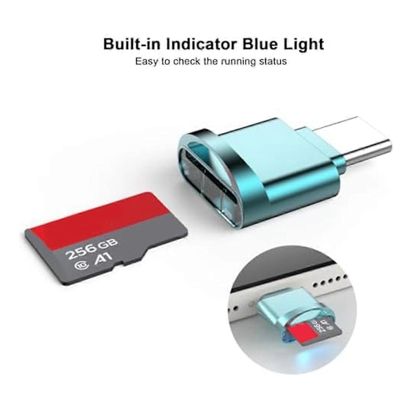 Micro-SD Kortläsaradapter, USB Typ C till Micro-SD/TF Kortläsare, A