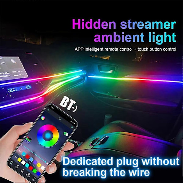 RGB 18-i-1 Fiberoptisk Ljusslinga för Bilar Atmosfärljus